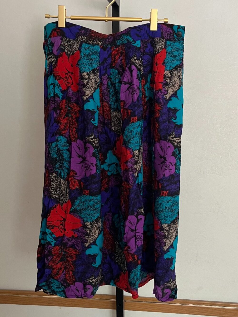 Vintage New Worthington 80's Floral Bright Skirt with Pockets Size Petite 14 NWT